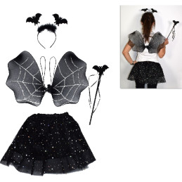Set Pipistrello - 4 pz (Tutu',Ali,Bacchetta e cerchietto)