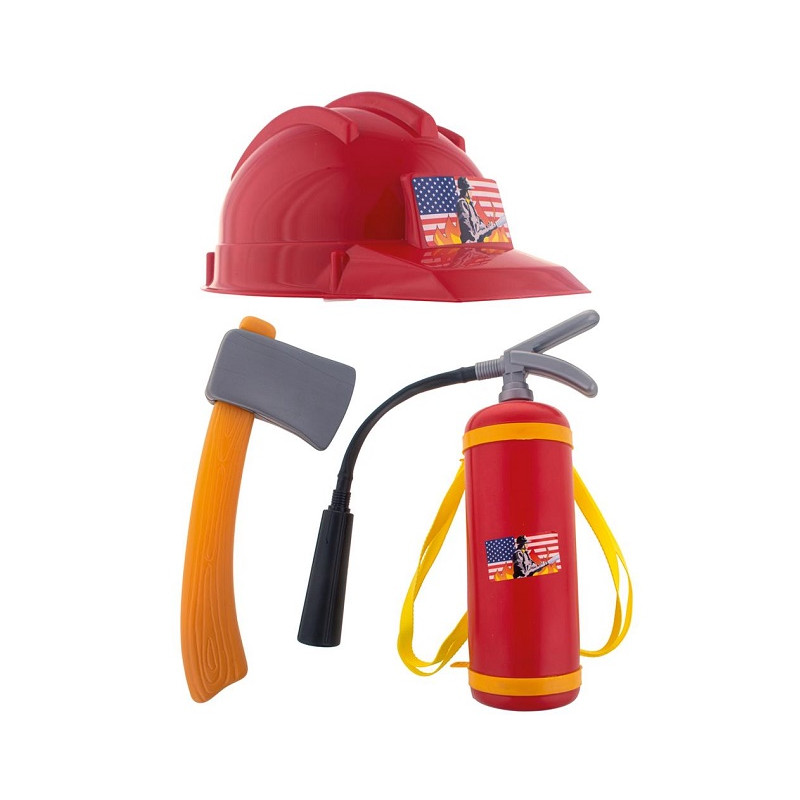 Set Pompiere - 3 pz (Estintore,elmetto,ascia)