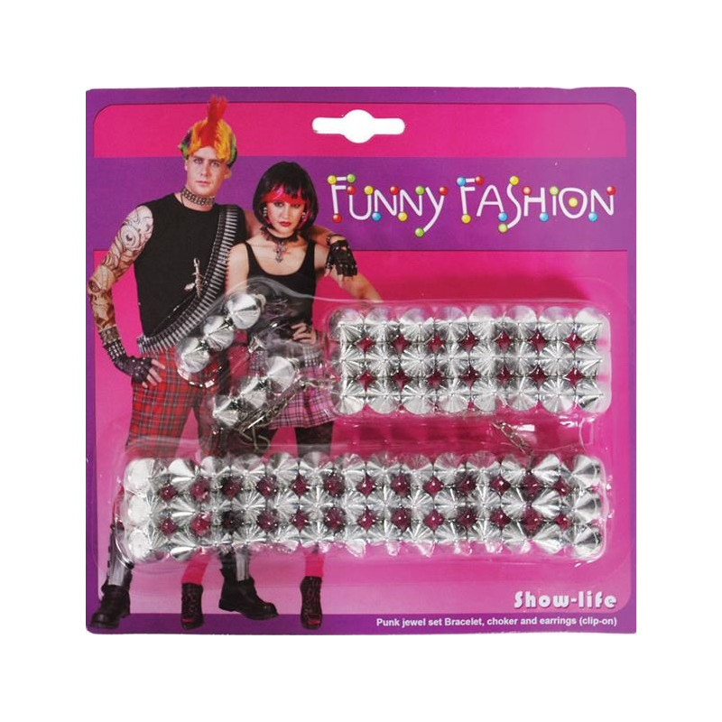 Set Punk - 4 pz (Bracciale,orecchini,collarino)