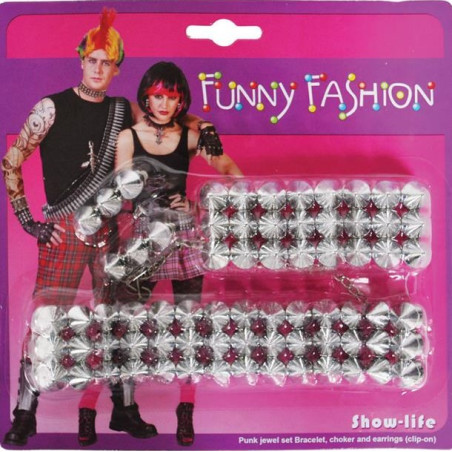 Set Punk - 4 pz (Bracciale,orecchini,collarino)