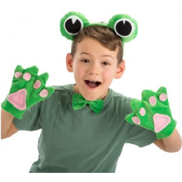 Set Rana - 4 pz (Cerchietto,papillon,2 guanti)