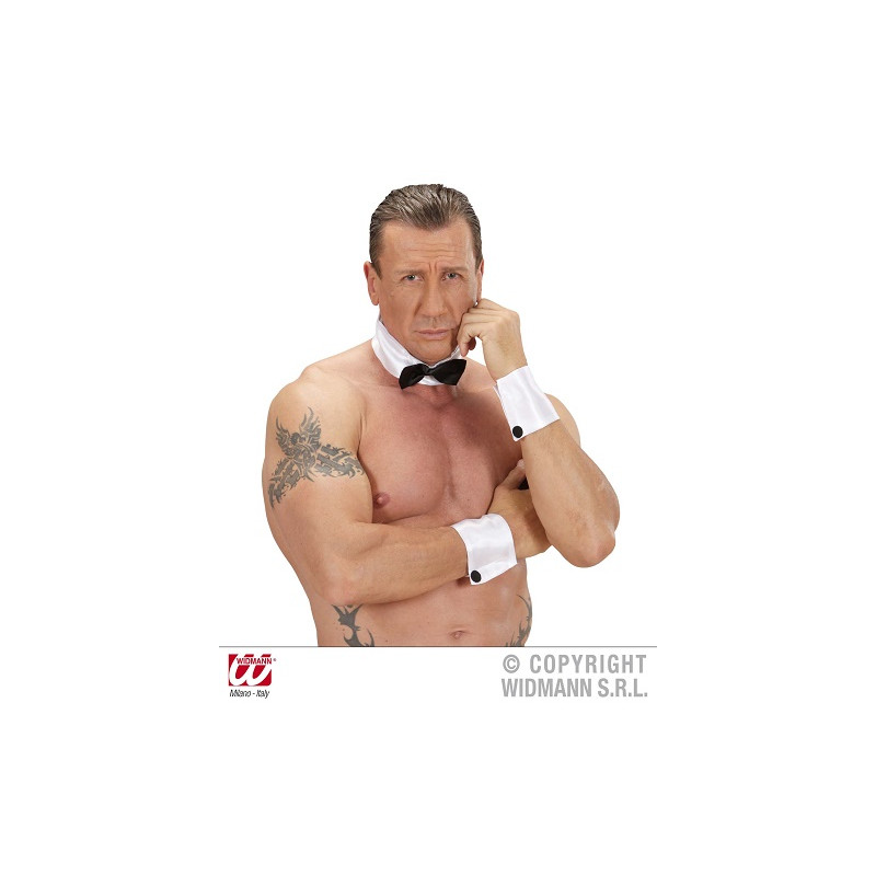 Set Spogliarellista Uomo - 3 pz (collarino con papillon,2 polsini)