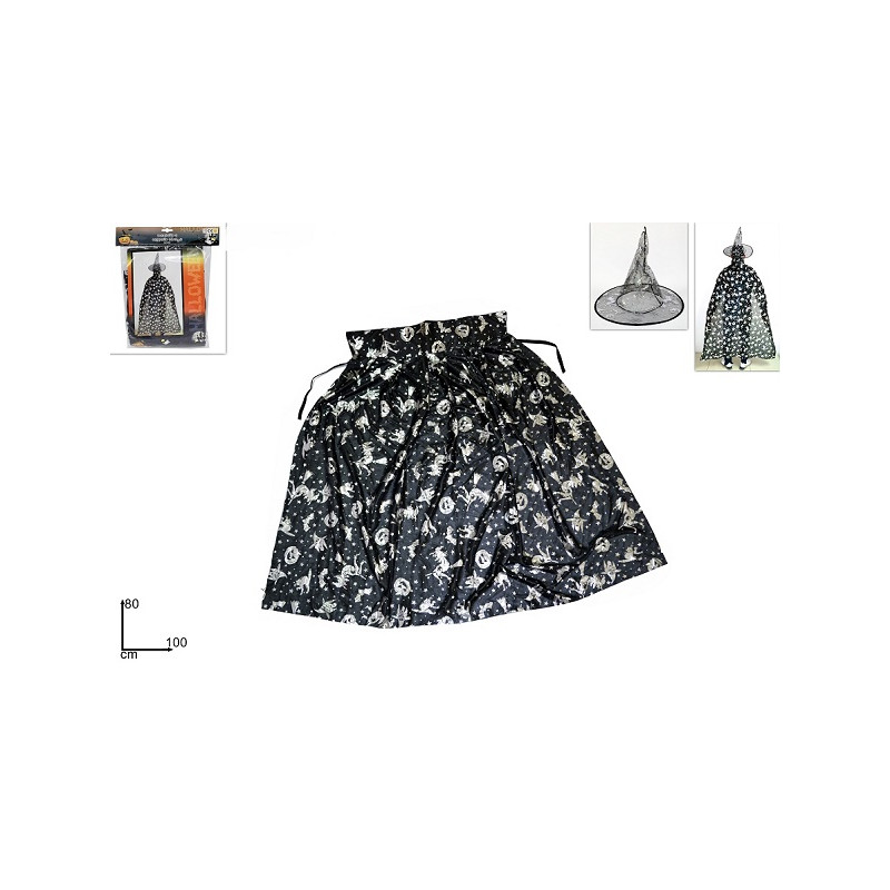 Set Strega Bambina - 2 pz (Mantello,cappello)