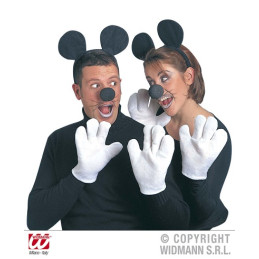 Set Topolino - 4 pz (Cerchietto,naso,2 guanti)