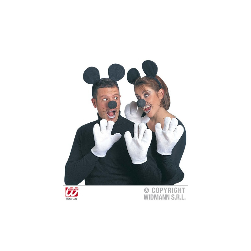 Set Topolino - 4 pz (Cerchietto,naso,2 guanti)