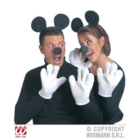 Set Topolino - 4 pz (Cerchietto,naso,2 guanti)