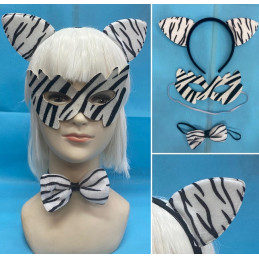 Set Zebra - 3 pz (Cerchietto,papillon,mascherina)