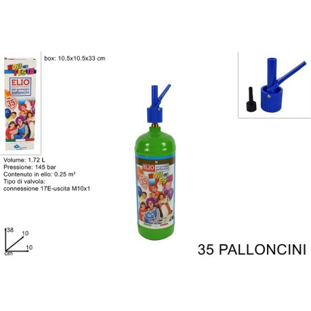 Bombola Elio 1,72 Lt - 35 palloncini (usa e getta)