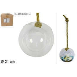 SFERA in vetro con corda 21 cm