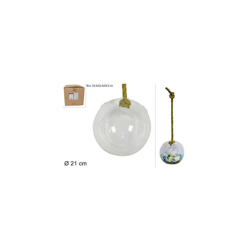 SFERA in vetro con corda 21 cm