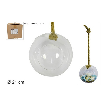 SFERA in vetro con corda 21 cm
