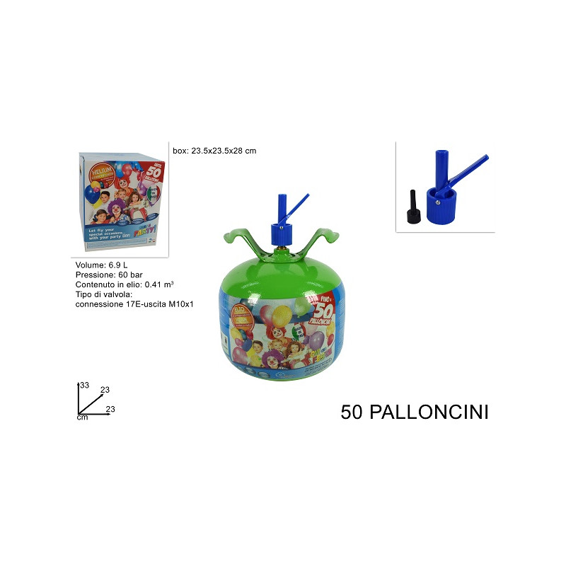 Bombola Elio 6,9 Lt - 50 palloncini (usa e getta)