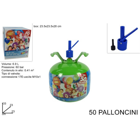 Bombola Elio 6,9 Lt - 50 palloncini (usa e getta)