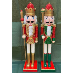 Soldato Schiaccianoci con pajlettes in legno 60 cm