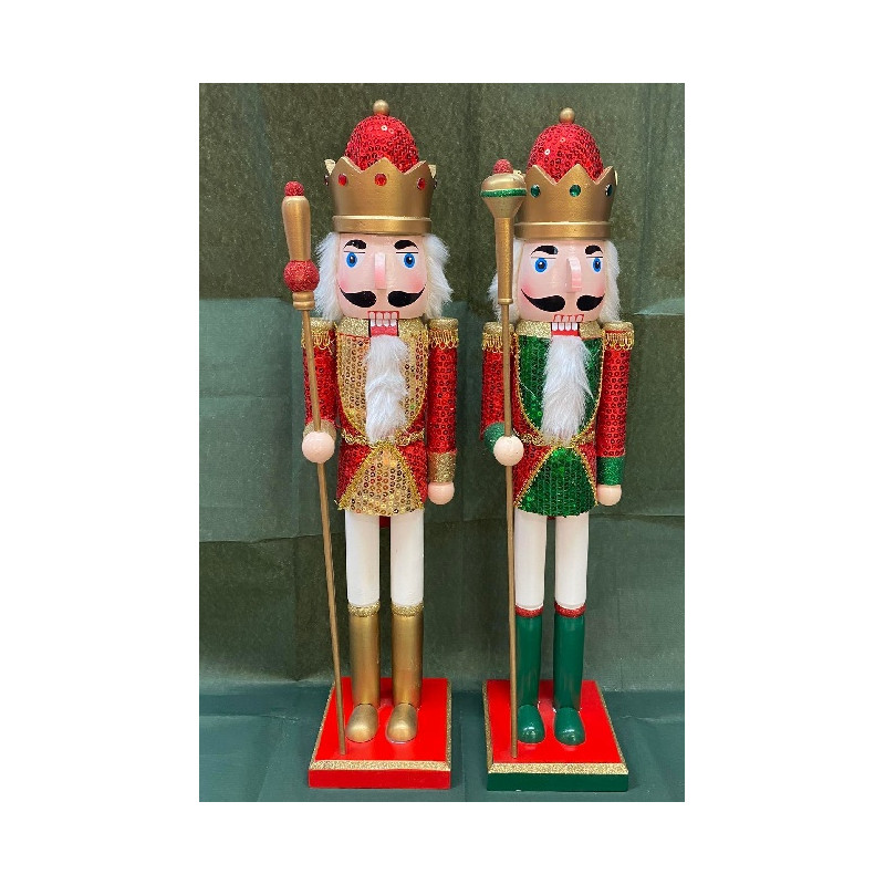 Soldato Schiaccianoci con pajlettes in legno 60 cm