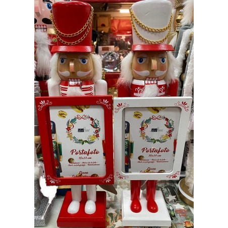 Soldato Schiaccianoci con portafoto in legno 38 cm