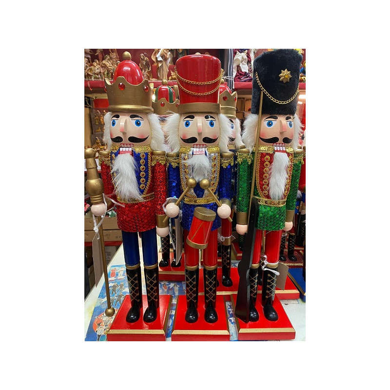 Soldato Schiaccianoci in legno e pajlettes 50 cm