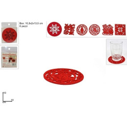 Sottobicchiere Rosso 10 cm in feltro (cf. 6 pz)