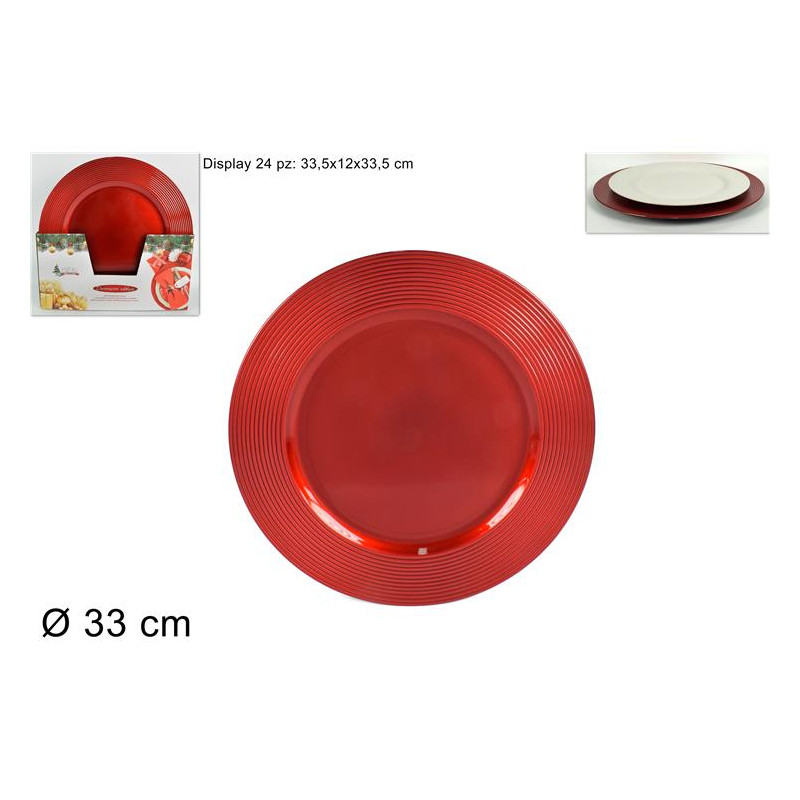 Sottopiatto Rosso con bordo rigato 33 cm