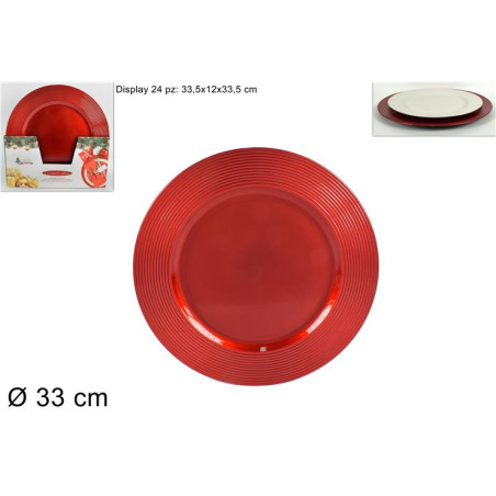 Sottopiatto Rosso con bordo rigato 33 cm