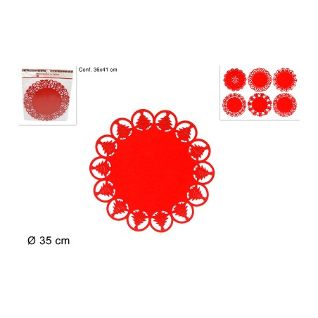 Sottopiatto Rosso in feltro 35 cm