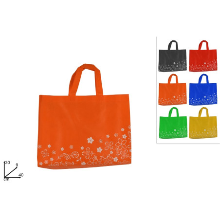 Borsa TNT con Fiori 40x30x9 cm 80 gr - 6 col ass
