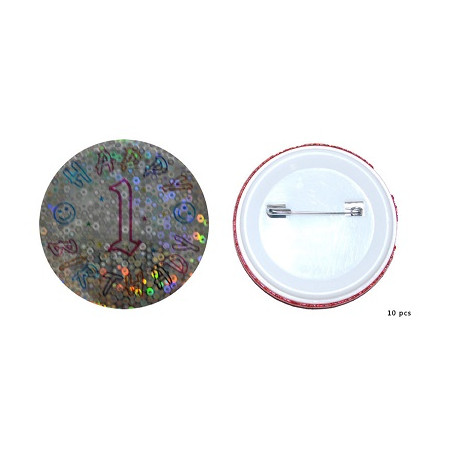 Spilla Happy 1 Birthday (cf. 10 pz)