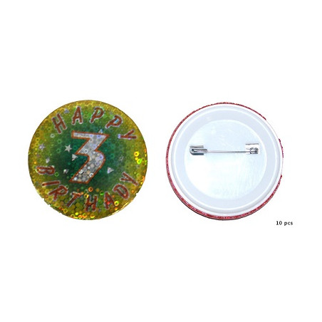 Spilla Happy 3 Birthday (cf. 10 pz)