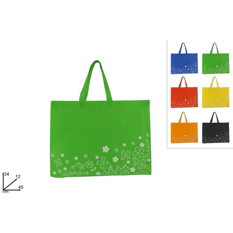 Borsa TNT con Fiori 45x34x12 cm 80 gr - 6 col ass