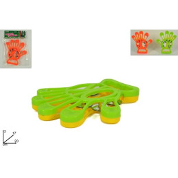 Tamburrella Mano in plast con piattini in metal 20 cm - 2 col ass