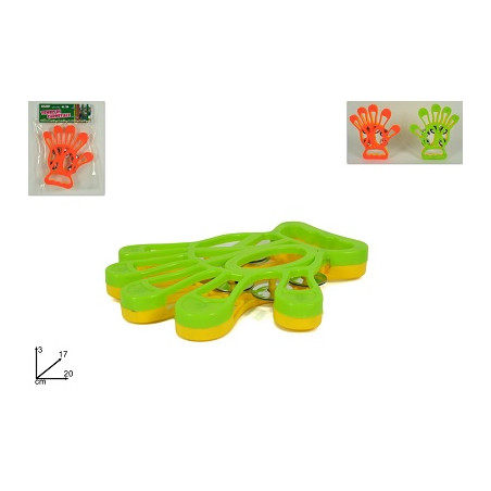Tamburrella Mano in plast con piattini in metal 20 cm - 2 col ass