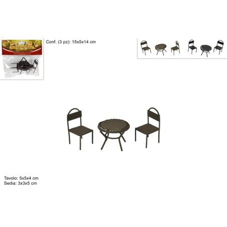 Tavola con sedie in metallo (cf. 3 pz) - 2 col ass
