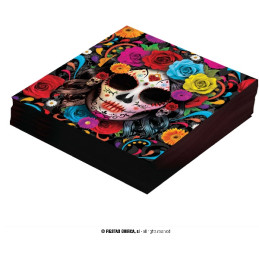 Tovaglioli Teschio Dia de los Muertos 33x33 (cf. 12 pz)