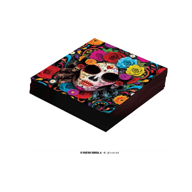 Tovaglioli Teschio Dia de los Muertos 33x33 (cf. 12 pz)