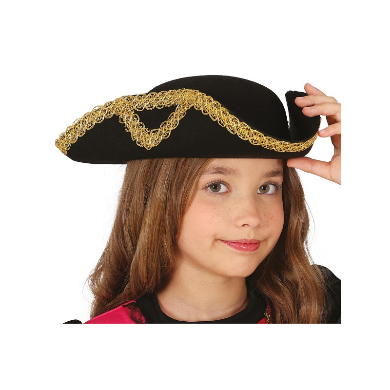Tricorno Nero con decori oro Bambino