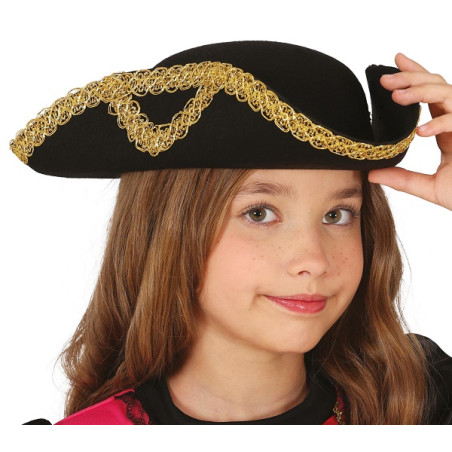 Tricorno Nero con decori oro Bambino