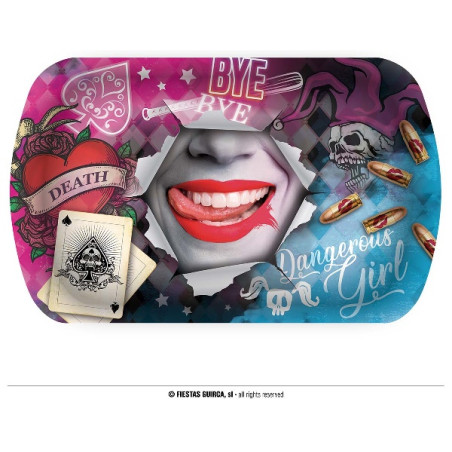 Vassoio Harley Quinn in plastica 39x24 cm