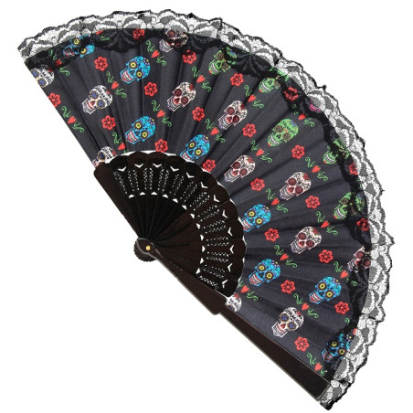Ventaglio Nero Dia de los Muertos