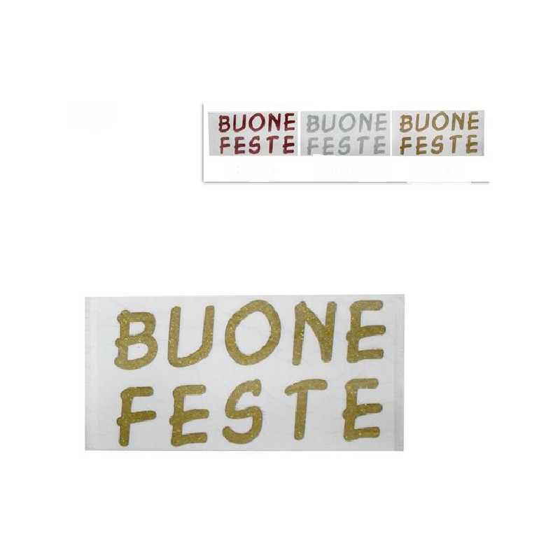 Vetrofania Buone Feste 30x17,5 cm - 3 col ass