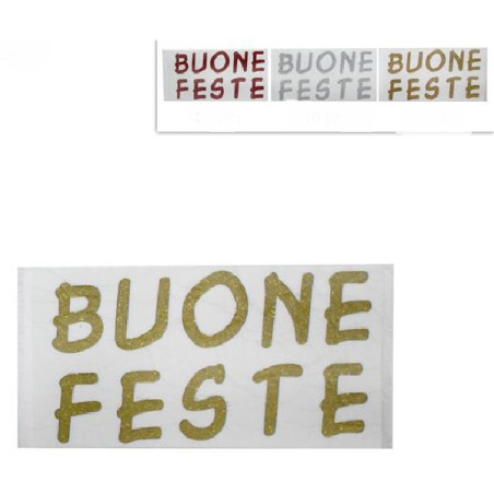Vetrofania Buone Feste 30x17,5 cm - 3 col ass