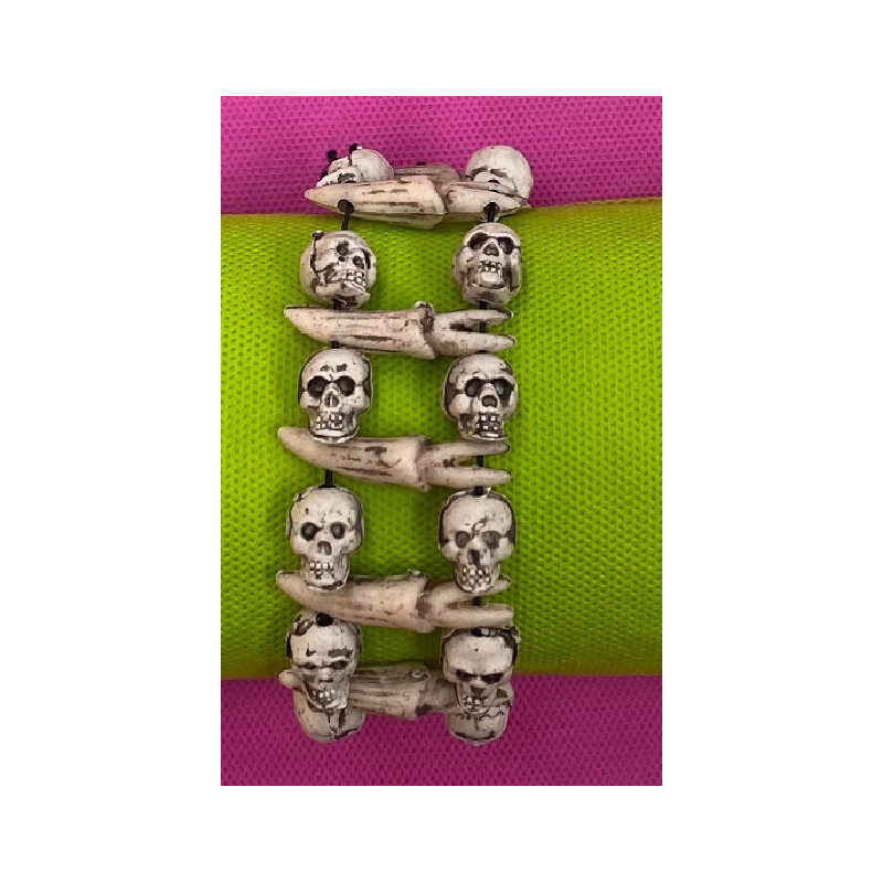 Bracciale con teschi e denti