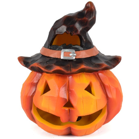 Zucca in terracotta con luce a batteria 21 cm