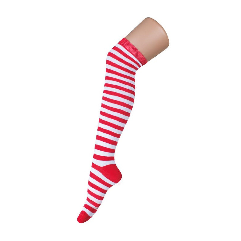 Calzettone Rigato Bianco/Rosso