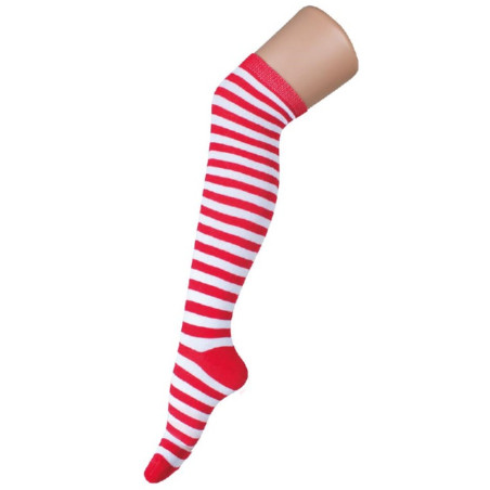 Calzettone Rigato Bianco/Rosso