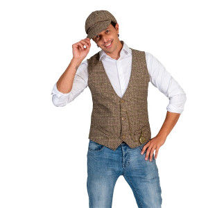 Set Gangster Anni '20 - 2 pz (Gilet, Cappello) - Tg L 52/54