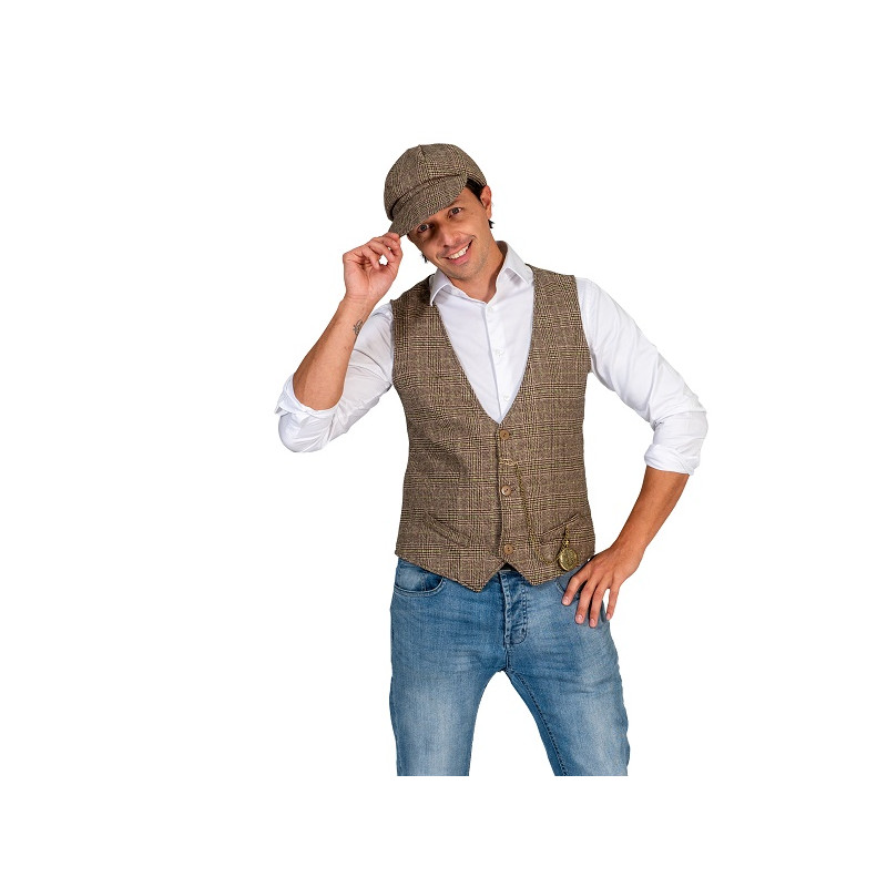 Set Gangster Anni '20 - 2 pz (Gilet, Cappello) - Tg L 52/54
