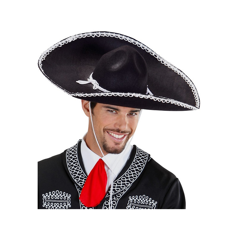 Sombrero Messicano Nero Dia de los los Muertos 55 cm