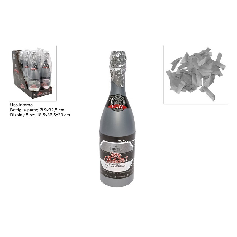 Sparacoriandolo Bottiglia Champagne Argento 32 cm
