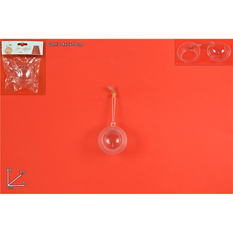 SFERA in Plastica Trasparente aperta 8 cm