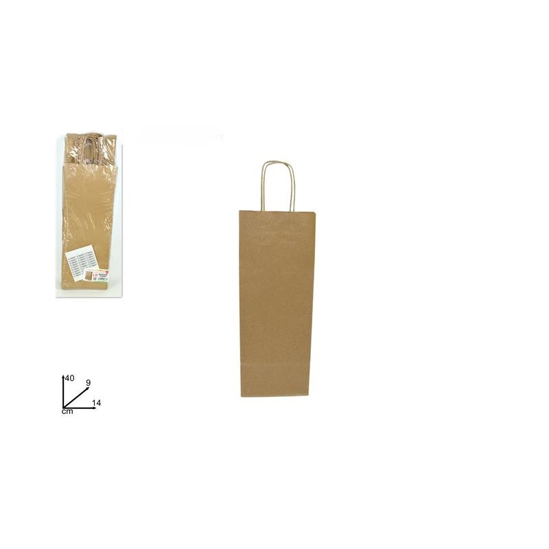 Busta Carta Regalo Avana x bottiglia 14x9x40 cm